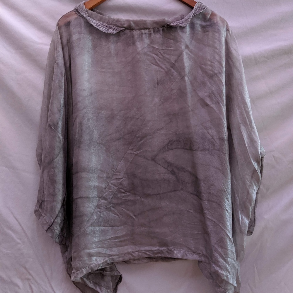 AVIU | Sheer Over-sized Silver Blouse